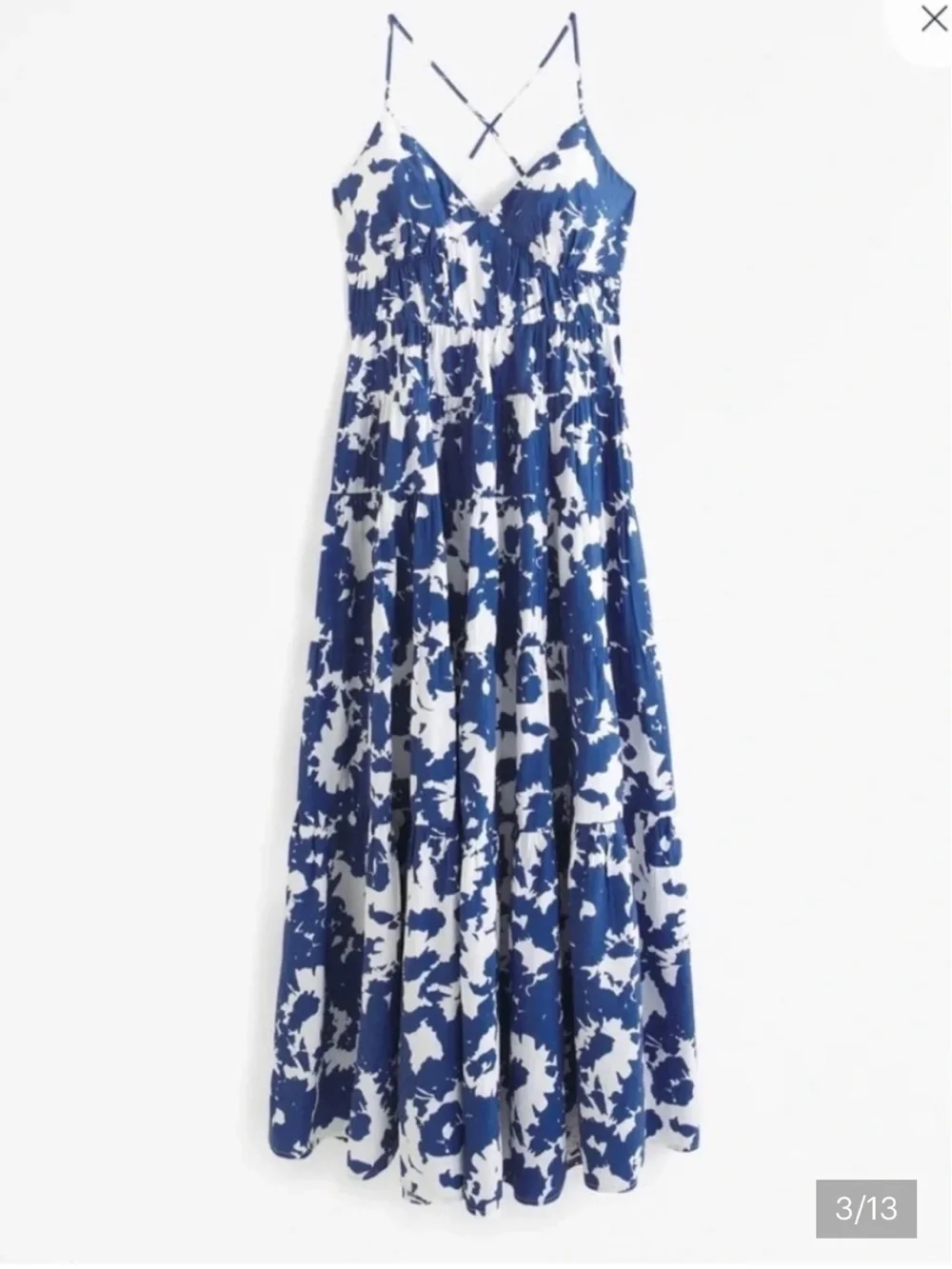 Abercrombie & Fitch Blue and White Floral Maxi Dress